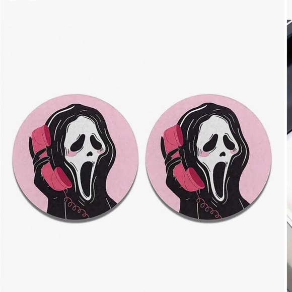 SKULL TALKING ON THE PHONE CREATIVE AND FUNNY TEXTURE CAR COASTER NON SLIP CUP - Picture 1 of 6
